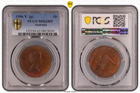 1956 Y. (p) 1D KM-56 MS63BN