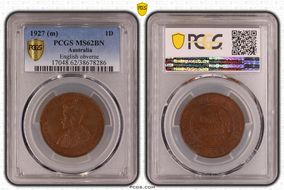 1927 (m) 1D English obverse MS62BN