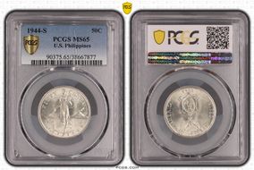 1944-S 50C KM-183  Ag MS65