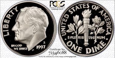 1997-S 10C PR70DCAM