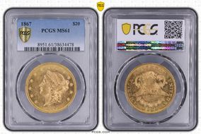 1867 $20 MS61