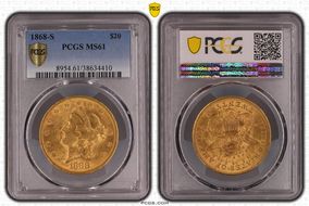 1868-S $20 MS61