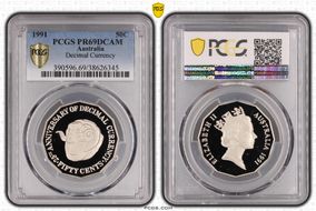 1991 50C Decimal Currency CuNi PR69DCAM