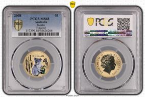 2008 $1 Koala  Colorized MS68