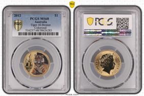 2012 $1 Tiger Al-Bronze Colorized MS68