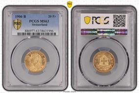 1906 B 20 Fr KM-35.1  Au MS63