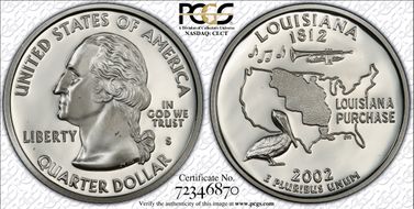 2002-S 25C Louisiana Silver PR70DCAM