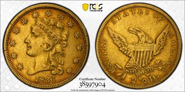 1836 $2.50 Script 8 VF30