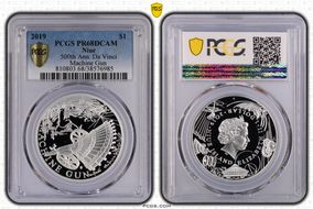 2019 $1 500th Ann. Da Vinci Machine Gun PR68DCAM