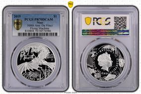 2019 $1 500th Ann. Da Vinci Flying Machine PR70DCAM
