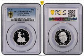 2019 50p 50 New Pence Ag PR69DCAM