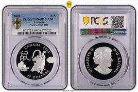 2020 $15 Year of the Rat PR69DCAM