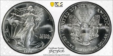 1990 $1 Silver Eagle MS69