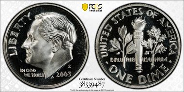 2003-S 10C Silver PR69DCAM