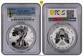 2019-W $1 Silver Eagle Enhanced Rev PR Pride of Two Nations PR70