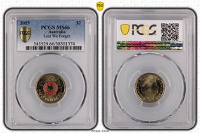 2015 $2 Lest We Forget Colorized MS66