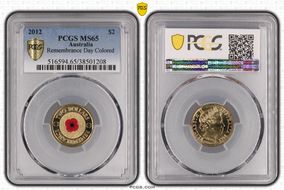 2012 $2 Remembrance Day Colorized MS65