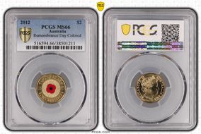 2012 $2 Remembrance Day Colorized MS66