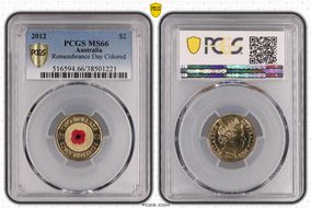 2012 $2 Remembrance Day Colorized MS66