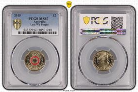 2015 $2 Lest We Forget Colorized MS67