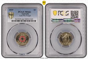 2015 $2 Lest We Forget Colorized MS66