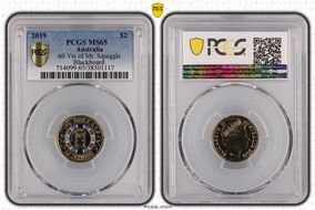 2019 $2 60 Yrs of Mr. Squiggle Blackboard Colorized MS65