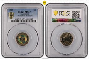 2019 $2 Wallabies Australia Colorized MS67