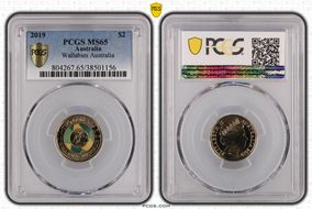 2019 $2 Wallabies Australia Colorized MS65