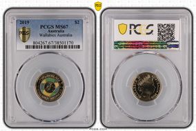 2019 $2 Wallabies Australia Colorized MS67