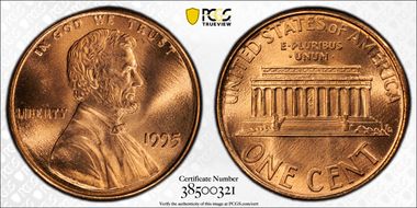 1995 1C Doubled Die Obverse MS69RD