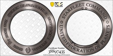 2019-P $2 Starfleet Command Emblem Holey Dollar MS69