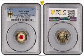 2018 $2 Remembrance Day Red Poppy 30th Ann. $2 Coin Colorized MS68
