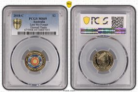 2018-C $2 Lest We Forget Eternal Flame Colorized MS69