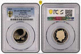 2019 $1 M- Meat Pie Great Aussie Coin Hunt PR70DCAM