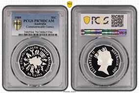 1989 50C Commonwealth Games Ag PR70DCAM