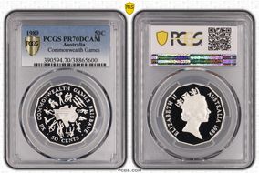 1989 50C Commonwealth Games Ag PR70DCAM