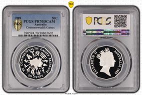 1989 50C Commonwealth Games Ag PR70DCAM