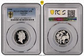 1990 $1 KM-84a  Ag PR69DCAM