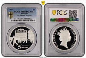 1997 $5 Ox-Drawn Wagons PR69DCAM