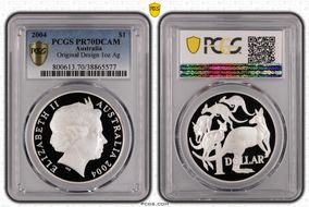 2004 $1 Mob of Roos 40mm 20 Yrs of the Dollar Coin PR70DCAM