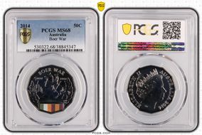 2014 50C Boer War Colorized MS68