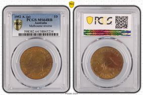 1952 A. (p) 1D Melbourne reverse MS64RB
