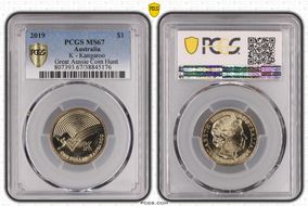 2019 $1 K - Kangaroo Great Aussie Coin Hunt MS67