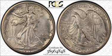 1917-S 50C Obverse MS64+