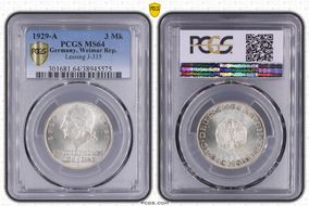 1929-A 3 Mk Lessing J-335 MS64