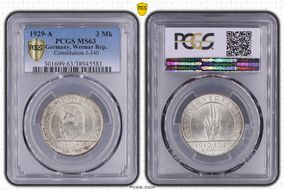 1929-A 3 Mk Constitution J-340 MS63