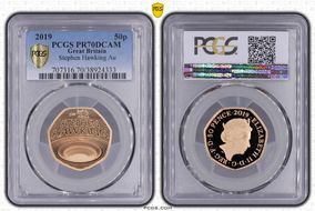 2019 50p S-H59 Stephen Hawking Au PR70DCAM