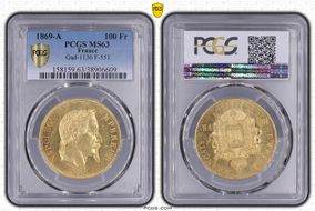 1869-A 100 Fr Gad-1136 F-551 MS63