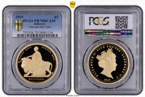 2019 £5 Una and the Lion PR70DCAM