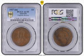 1927 (m) 1D English obverse AU55BN